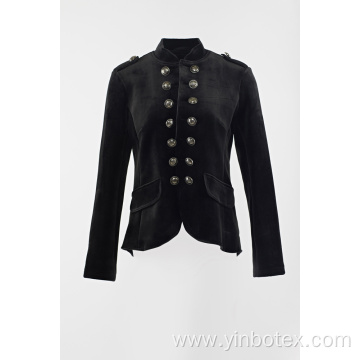 Black combined button blazer with span
